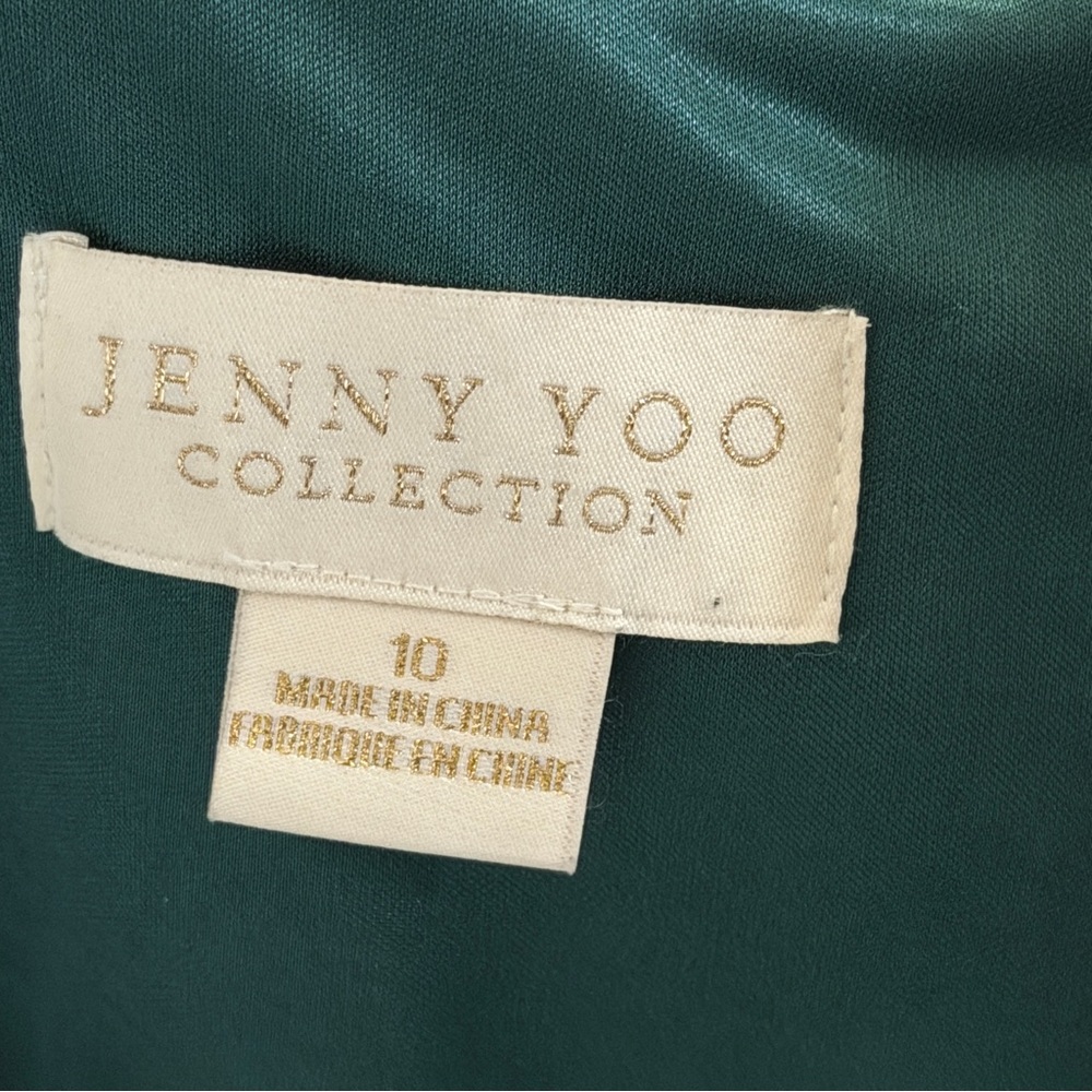 JENNY YOO Rachel Velvet Emerald Green SquareNeck Dress Gown 35" Bust Prom Bridal - Picture 3 of 16